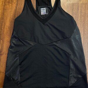 Lucky in Love Black & Silver Stars Tennis Tank Top Size Large